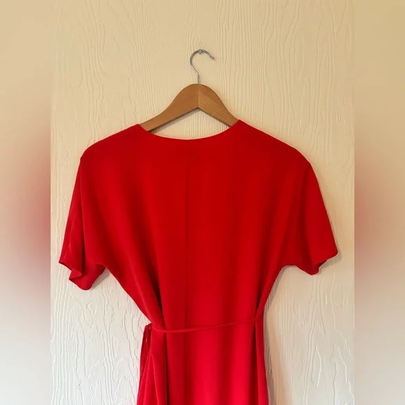 Babaton Aritzia Wallace Red Wrap Short Sleeve Mini Dress - Picture 10 of 14